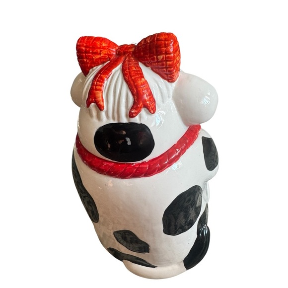 VTG Black & White Cow Ceramic Cookie Jar - Picture 3 of 10